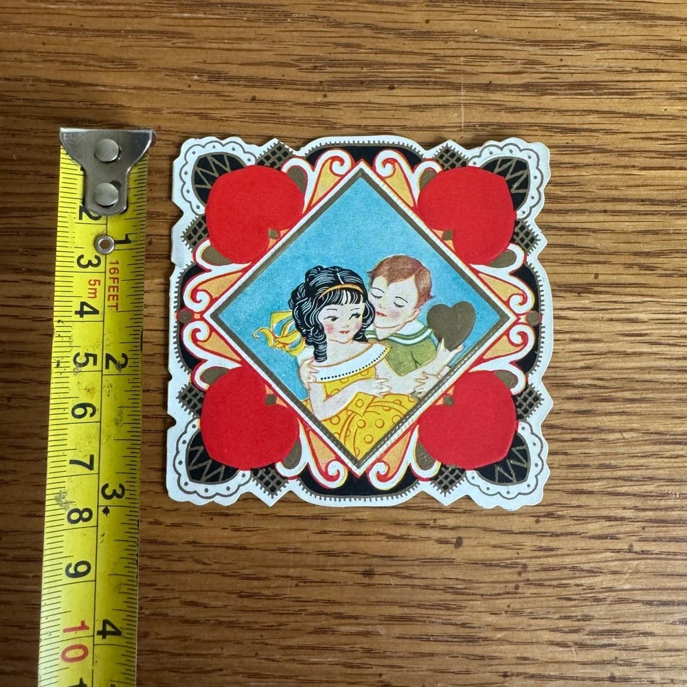 Vintage Valentine Card Boy Girl Holding Heart Carrington Co‎ Chicago ILL